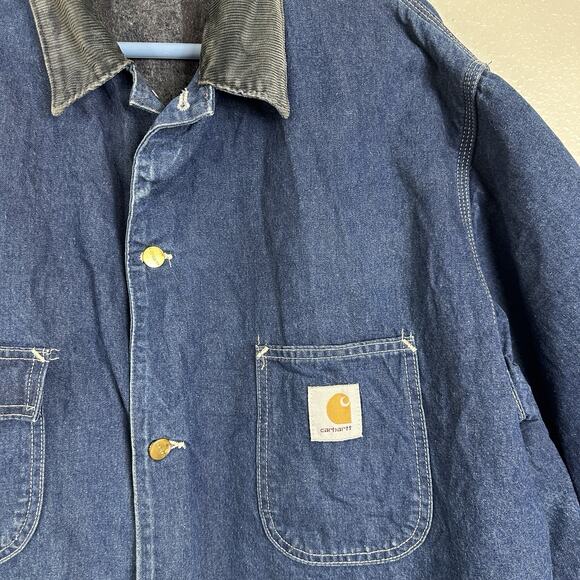 Vintage Carhartt Jacket XXL Denim Blanket Lined Work Barn Chore Coat Distressed - Picture 4 of 14